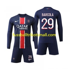 Fußballtrikots Paris Saint-Germain Bradley Barcola 29 Kinder 2024-2025 Langarm Heimtrikotsatz kaufen